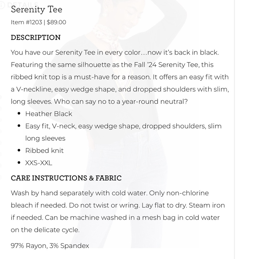 CAbi Black Serenity V-Neck Tee - Picture 2 of 2